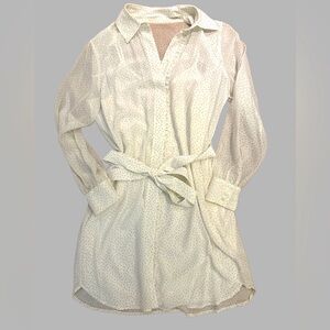 XXS Silk Club Monaco Dress, White w/Black Polka Dots